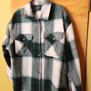 HFX Green and White Plaid Jacket WOMENS